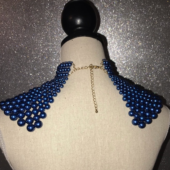 Blue beaded Egyptian style collar necklace - Picture 4 of 5